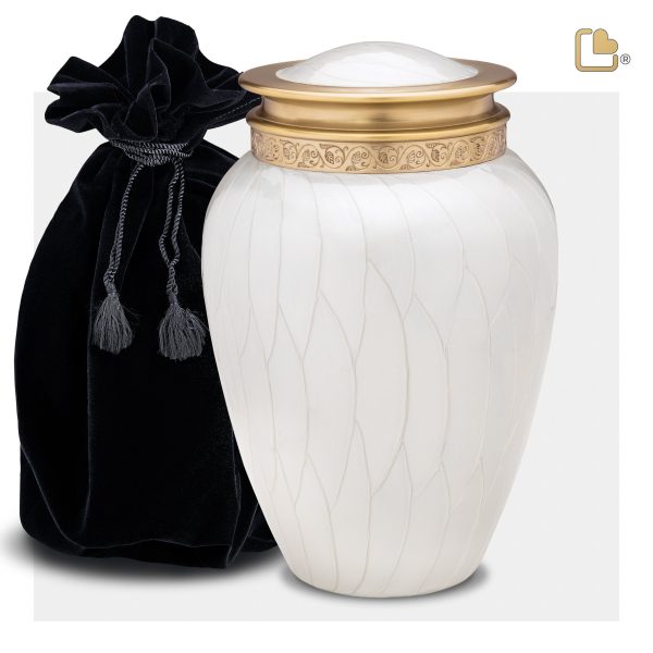 A290   Blessing Standard Adult Urn Pearl White & Bru Gold Supply