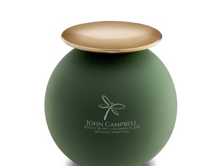 A1071   Crescent Sphere Standard Adult Urn Sage Green & Bru Gold Online