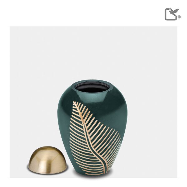 K540   Elegant Leaf Keepsake Urn Green & Bru Gold Hot on Sale