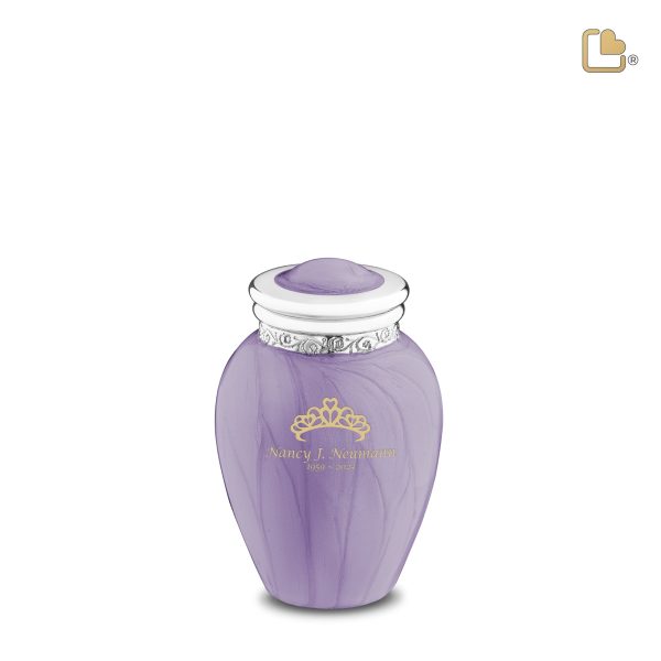 K298   Blessing Keepsake Urn Pearl Lavender & Pol Silver For Sale