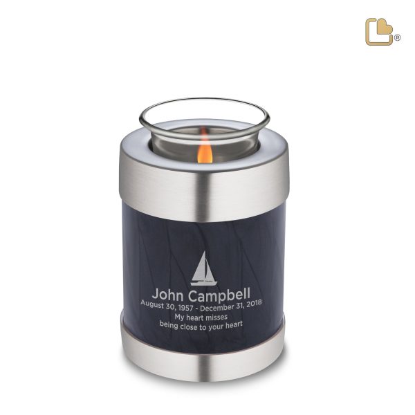 T523   Tealight Urn Pearl Midnight & Bru Pewter on Sale