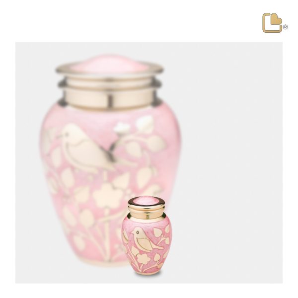 K281   BlessingBirds Keepsake Urn Pearl Pink & Pol Gold Online