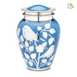 A280   BlessingBirds Standard Adult Urn Pearl Blue & Pol Silver Supply