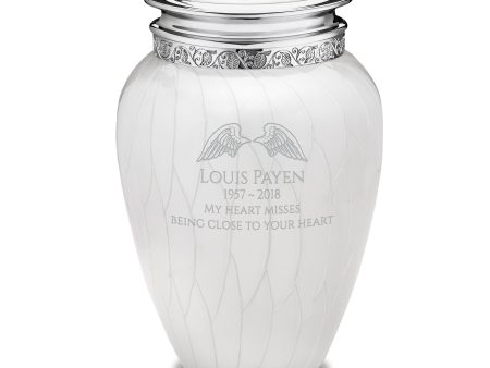 A297   Blessing Standard Adult Urn Pearl White & Pol Silver Supply