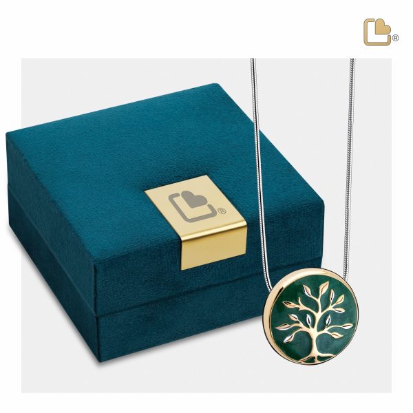 PD1470   Tree of Love Ashes Pendant Pearl Green & Pol Gold Vermeil Online