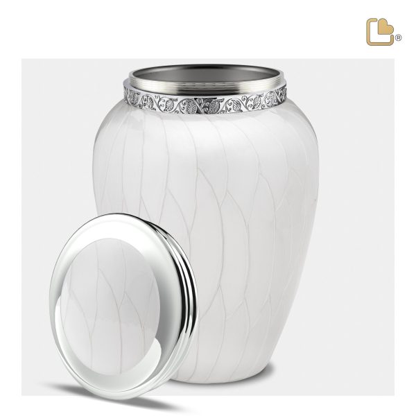 A297   Blessing Standard Adult Urn Pearl White & Pol Silver Supply