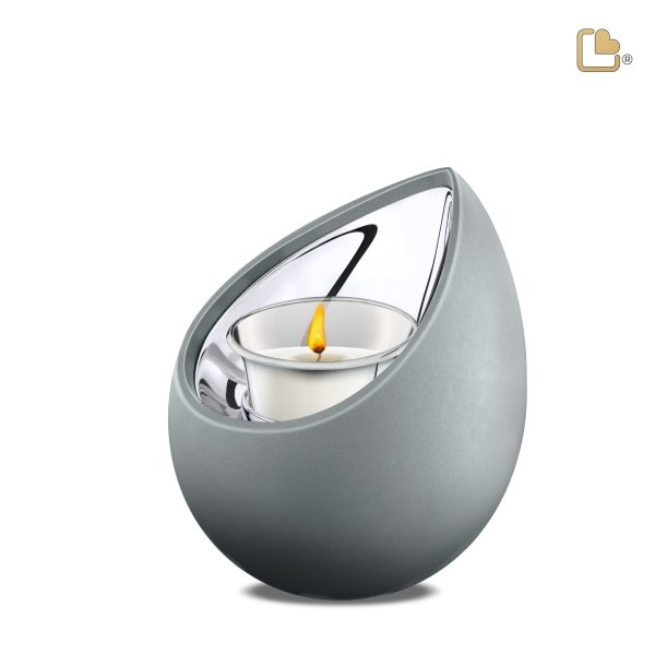 T584   Drop Tealight Urn French Grey & Pol Silver Discount