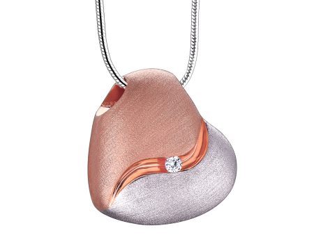 PD1051   HeartFelt Ashes Pendant Bru Silver & Rose Gold Vermeil w Zirconia Sale