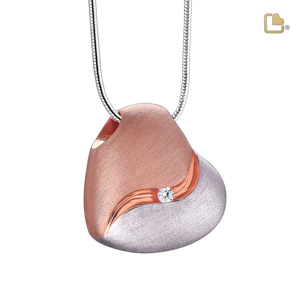 PD1051   HeartFelt Ashes Pendant Bru Silver & Rose Gold Vermeil w Zirconia Sale