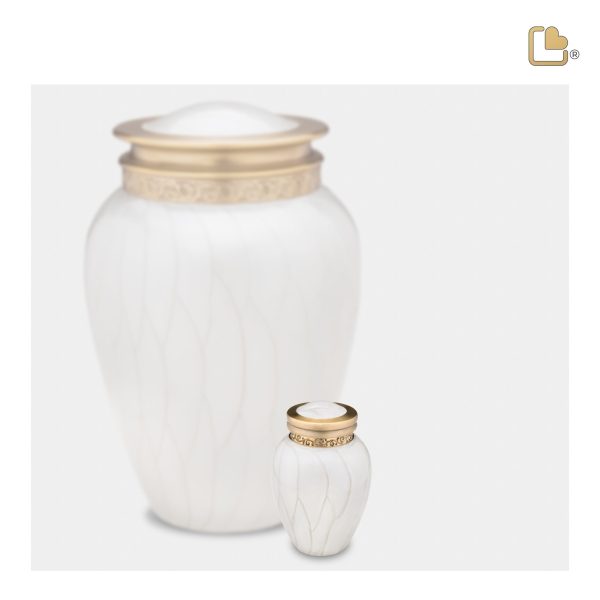 K290   Blessing Keepsake Urn Pearl White & Bru Gold Cheap