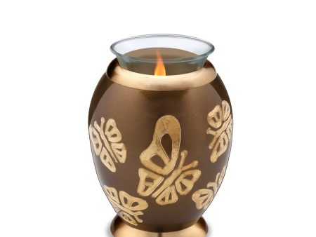 T500   Majestic Butterflies Tealight Urn Bronze & Bru Gold Online Hot Sale