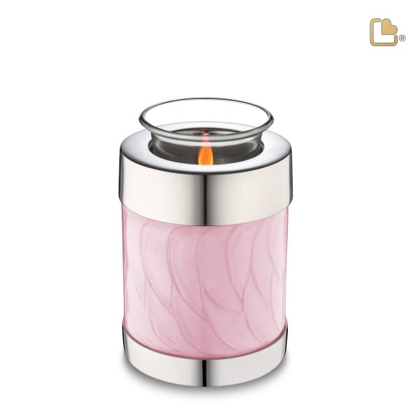 T667   Tealight Urn Pearl Pink & Pol Silver Supply