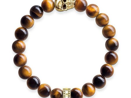 Tigers Eye with Gold Skull Bracelet For Discount