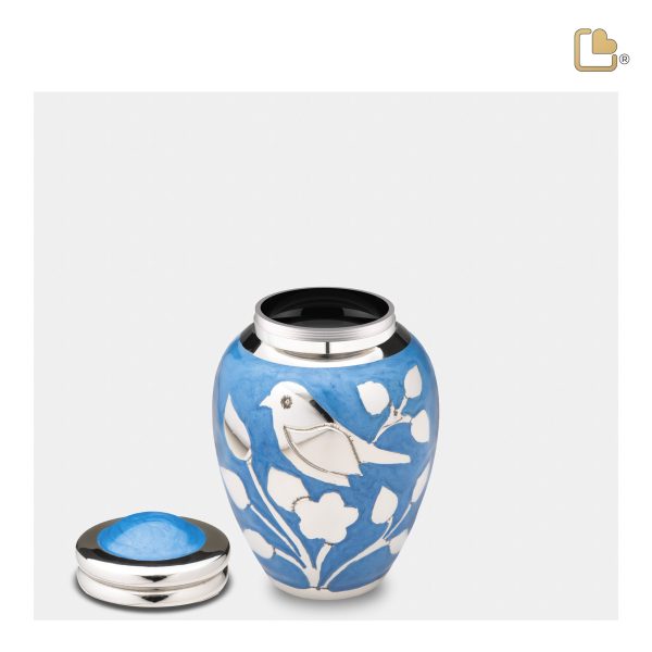 K280   BlessingBirds Keepsake Urn Pearl Blue & Pol Silver Sale