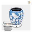 T280   BlessingBirds Tealight Urn Pearl Blue & Pol Silver For Cheap