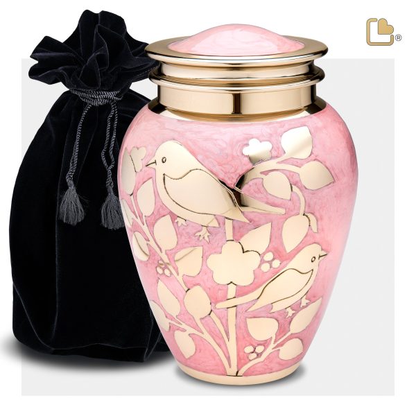 A281   BlessingBirds Standard Adult Urn Pearl Pink & Pol Gold Discount