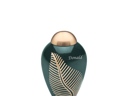 K540   Elegant Leaf Keepsake Urn Green & Bru Gold Hot on Sale