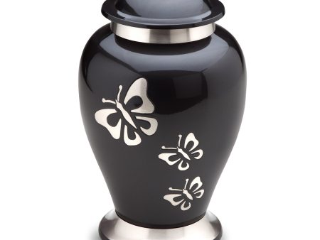 A240   Classic Butterfly Tribute Standard Adult Urn Midnight & Bru Pewter Discount