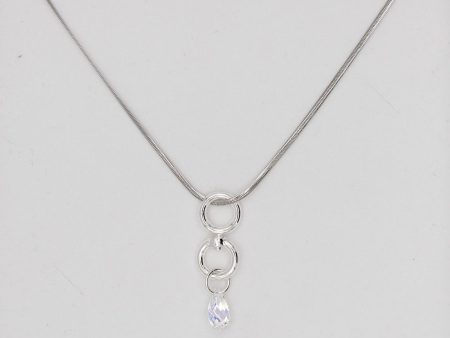 18 Inch Silver Go Line with Clear Crystal Tear Drop For Cheap