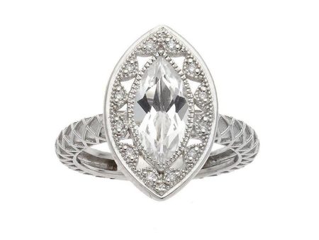 14k Marquis Ring in White Gold with Diamonds Supply