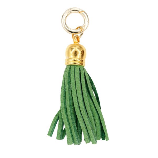 Moxie Green Faux Suede Tassel, 2.25  with Gold HardWear Discount