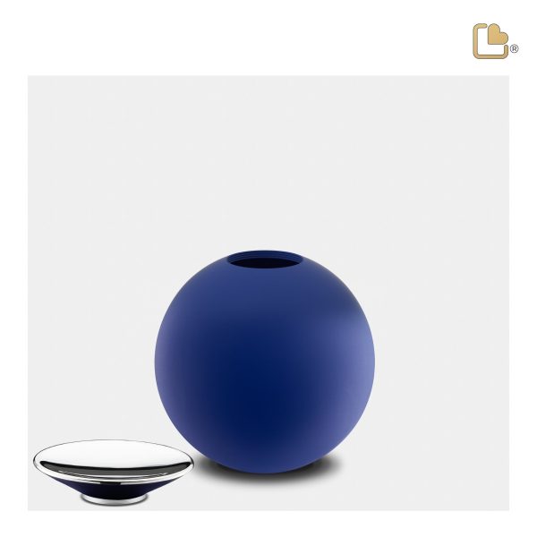 K1073   Crescent Sphere Keepsake Urn Navy & Pol Silver Online Hot Sale