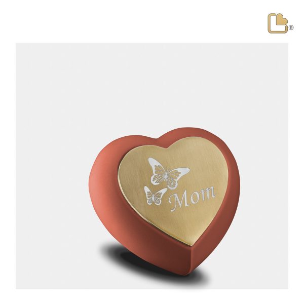 H587   Drop Heart Keepsake Urn Terracota & Bru Gold Online Hot Sale