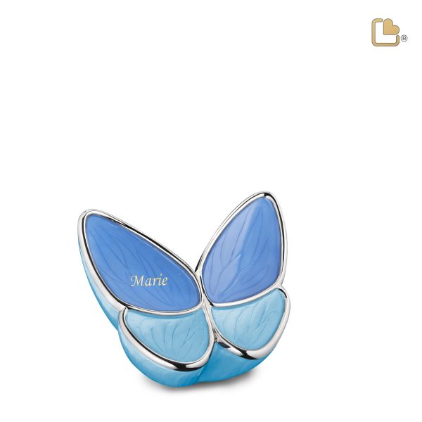 K1041   Wings of Hope Keepsake Urn Pearl Blue & Pol Silver Fashion