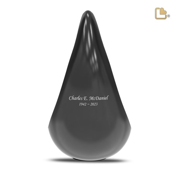 A582   TearDrop Standard Adult Urn Black & Hmd Silver Fashion