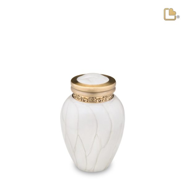 K290   Blessing Keepsake Urn Pearl White & Bru Gold Cheap