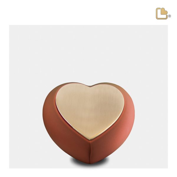 H587   Drop Heart Keepsake Urn Terracota & Bru Gold Online Hot Sale