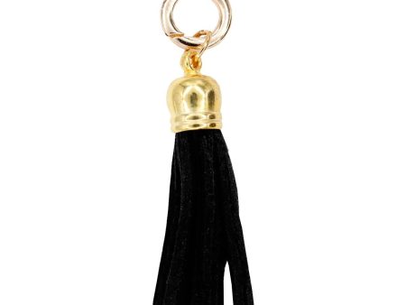 Moxie Black Faux Suede Tassel, 2.25  with Gold HardWear Fashion