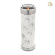 T658   Tall Pet Tealight Urn Pearl White & Bru Pewter Online Sale