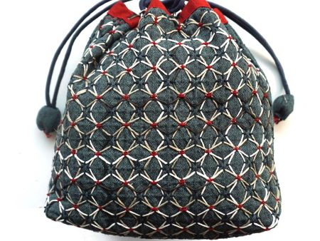 Woven Sashiko Koki Drawstring Bag Kit – Blue Fashion