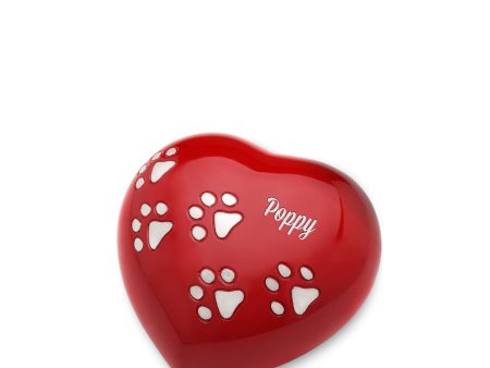 P632M   Medium Heart Pet Urn Red & Bru Pewter Fashion