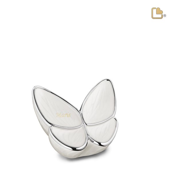 K1042   Wings of Hope Keepsake Urn Pearl White & Pol Silver Online