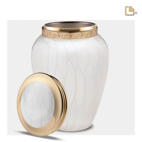 A290   Blessing Standard Adult Urn Pearl White & Bru Gold Supply