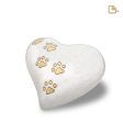 P638L   Large Heart Pet Urn Pearl White & Bru Gold Online