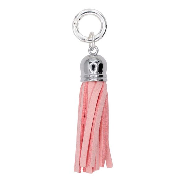 Moxie Coral Faux Suede Tassel, 2.25  with Silver HardWear For Discount