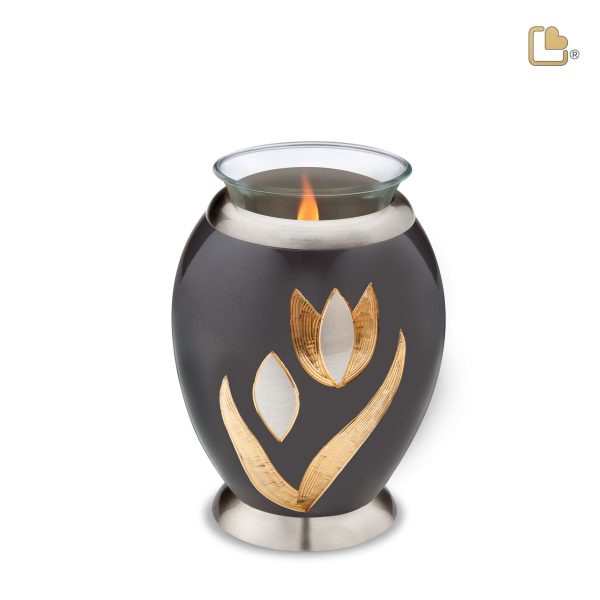 T502   Majestic Tulip Tealight Urn Midnight & Bru Pewter Online Hot Sale