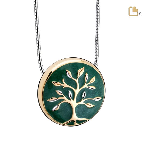 PD1470   Tree of Love Ashes Pendant Pearl Green & Pol Gold Vermeil Online