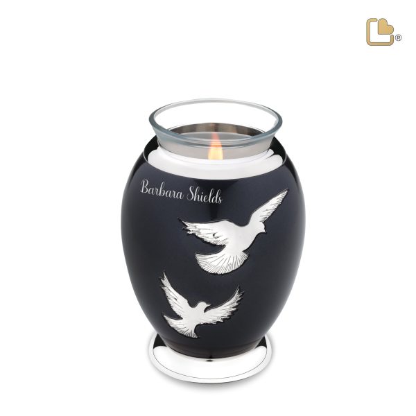 T270   Nirvana Adieu Tealight Urn Midnight & Pol Silver Supply