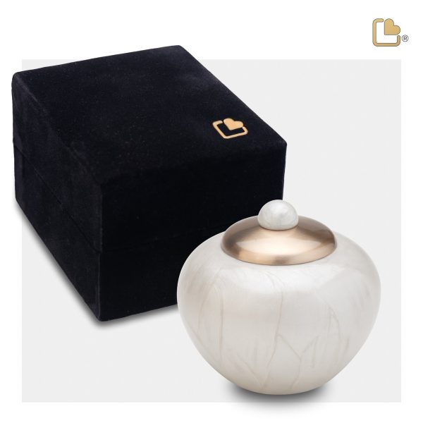 K532   Simplicity Keepsake Urn Pearl White & Bru Gold Supply