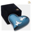 H572   Flying Doves Heart Keepsake Urn Blue & Bru Pewter For Discount