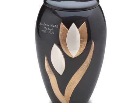 A502   Majestic Tulip Standard Adult Urn Midnight & Bru Pewter Fashion