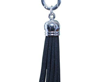 Moxie Black Faux Suede Tassel, 2.25  with Silver HardWear For Sale