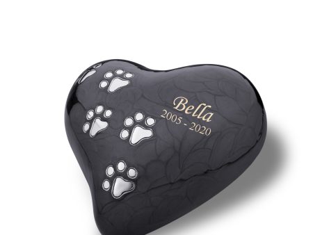 P640L   Large Heart Pet Urn Pearl Midnight & Bru Pewter Cheap