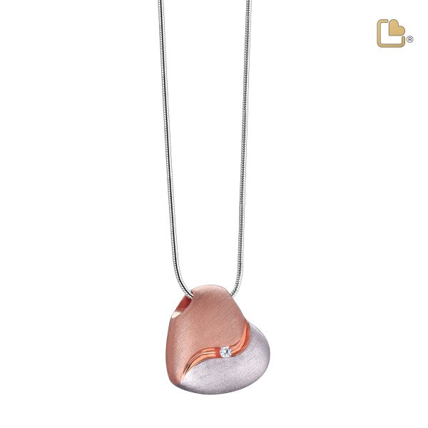 PD1051   HeartFelt Ashes Pendant Bru Silver & Rose Gold Vermeil w Zirconia Sale