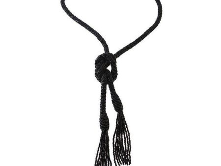 Oscar De La Renta Black Long Tassel Necklace Fashion