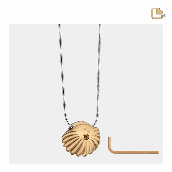 PD1481   SeaShell Pearl Ashes Pendant Pol & Bru Gold Vermeil Hot on Sale